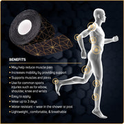 Care Science Copper Infused Kinesiology Tape, 40 Precut Strips, 2 Rolls | Elastic Sports & Weightlifting Tape Supports Muscles & Joints. Water Resistant.