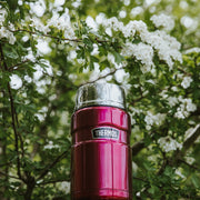 Thermos Stainless King Cranberry Red Food Flask (710ml) 14h Hot | 24h Cold | Thermal vacuum insulated stainless steel metal hot food container with lid for soup, meal prep, work packed lunch, camping