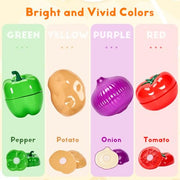 Cutting Play Food Toys, 25 Pieces Pretend Play Kitchen Accessories, Fake Fruits/Vegetables Set with Shopping Storage Basket, Birthday Gift, Educational Toy for Toddler Children