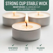 GloBrite Unscented Tea Lights – 8-Hour Long Burning Candles with Aluminum Cups for Home, Events & Decor (Pack of 50)