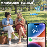 GPS Tracker for Kids with Real-Time Location Tracking & Family Sharing, Apple & Android Compatible, No Monthly Fees & No SIM Card, Wristband & Keychain Included, IP68 Waterproof, Black
