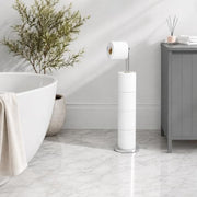 Stainless Steel Free-standing Toilet Roll Holder, Heavey Base,Chrome | Stores 4 Spare Rolls,Heavey Base,Waterproof & Rustproof,No Drilling Needed,Anti-Slip Design,Suitable for Humid Environments