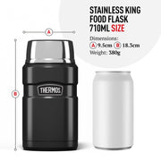 Thermos Stainless King Cranberry Red Food Flask (710ml) 14h Hot | 24h Cold | Thermal vacuum insulated stainless steel metal hot food container with lid for soup, meal prep, work packed lunch, camping