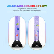 Straame 90cm LED Bubble Fish Lamp, Colour Changing Sensory Lamp, Black Base | 6 artificial fish, adjustable bubble flow, front dial, acrylic tube and UK plug for bedrooms, living rooms & sensory room use