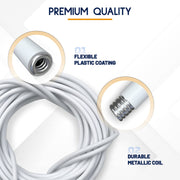 DIKOTS® Net Curtain Wire and Hooks Set - 3 Meter Curtain wire kit with 4 Eyes & 4 Hooks - A multipurpose Kit suitable for net curtains for windows - Durable set for window net curtain