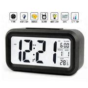 DTL Digital Alarm Clock LED Display with Temperature Big LCD Digit Display Larger LCD Backlit Display Snooze Smart Brightness Sensor for Bedroom Home Office and Travel
