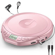 Gueray CD Player Portable with Earphones, CD Discman AUX Cable for Car Home | Personal Discman CD player,PROG memory, CD-R/RW MP3/WMA, Anti-skip shockproof protection, A-B repeat,LCD display