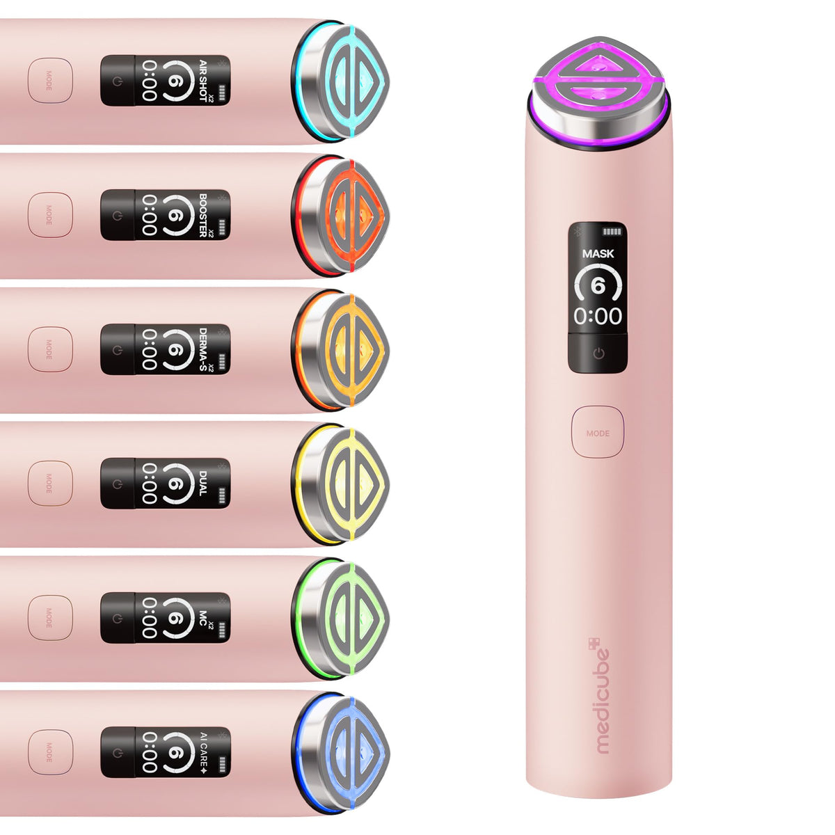 medicube Booster Pro X2™ - 7 in 1 Glow Beauty Device, 2X Glow Care, Pink | 7-IN-1 Korean Skincare Device - 2X Care for Glow, Pores, Skin Definition & Radiance, Customized Dual & Mask Modes, Pink