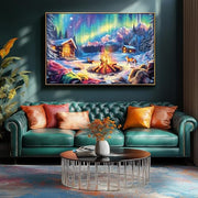 Blueforest 1000 Piece Jigsaw Puzzle, Northern Lights Winter Cabin Bonfire | Northern Lights Jigsaw Puzzles, Impossible Challenging Difficult Puzzle with Aurora, Perfect Holiday Gift for Family