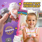 Nutty Toys Squishy Cat Set - 2" Soft Silicone Kawaii Kitties, Top Stress Relief Toy 2026 Unique Gifts for Teens Kids Women Men Adults Best Teenage Girls Teen Boy Tween Christmas Stocking Stuffers Idea