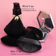 BEAKEY Powder Puff, 12pcs Face Triangle Powder Puffs for Loose & Foundation | Black Velvet Makeup Puff for Contouring & Baking, Ultra-soft Cloud Kiss Makeup Tools for Setting, Reusable & Washable