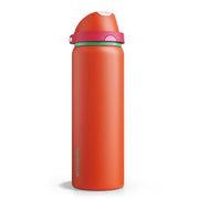 Insulated Water Bottle with Straw - Encool Stainless Steel Water Bottle with Push Button Lid, Leak-Proof & BPA-Free, Keeps Cold for 24 Hours for Sports, Travel, Gym (32 oz, Grapefruit Red)