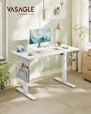 VASAGLE Electric Standing Desk, Height Adjustable, 100 x 60 cm, 4 Presets | Continuous Adjustment, Spliced Desktop, 4 Memory Heights, White, Balok Collection LSD130WZ02