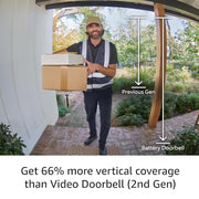 Like-New Ring Battery Doorbell, Home or business security with Head-to-Toe video, Live View with Two-Way Talk, and Motion Detection & Alerts, Satin Nickel