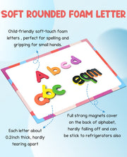 Gamenote Magnetic Alphabet Letters Kit, 238 Pcs with Magnet Board | Full-cover foam magnets, Double-sided dry erase board, Organized storage, Upper and lower letters for phonics & CVC practice