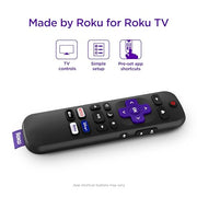Roku TV Remote Control (Official Manufacturer Product) | Simple Setup & Pre-Set App Shortcuts - Replacement Remote Compatible with RokuTV Models ONLY (Not Roku Players)