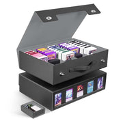 ZLCA Trading Card Storage Box 5-Row with Handle, MTG Storage Box | Holds 3900+ Cards with Commander Display, Top Loaders Organizer Case for TCG PTCG Sport Card(Black)