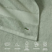 Lacoste Heritage 100% Supima Cotton Bath Towel 30" x 54", Aloe | Highly Absorbent & Quick Drying, Premium Super Soft, Bathroom Essential, Gift for All Occasions, Machine Washable