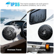 STUDIOFINIX 5.25" 160W Bluetooth Waterproof Marine Speakers - 2 Way Weather Resistant Boat Audio with LED Lights, and Low Profile Slim Style Suitable for Boat, RV, ATV, UTV, Golf Cart (1 Pair, Black)