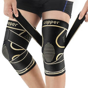 Copper Knee Support Braces with Straps for Men & Women (2 Pack, Large) | Adjustable Non-Slip Knee Compression Sleeves for Knee Pain, Arthritis, Meniscus Tears, Ideal for Running, Sports & Workouts