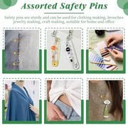 ENCHOL 200 Pcs 4 Sizes Safety Pins, Assorted Safety Pins for Clothes | Small Medium Large Safety Pins for Clothes, Heavy Duty for Nappy Pins, Arts, Crafts, DIY Jewellery and Sewing