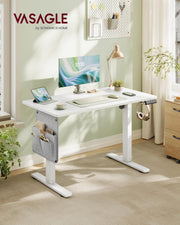 VASAGLE Electric Standing Desk, Height Adjustable, 100 x 60 cm, 4 Presets | Continuous Adjustment, Spliced Desktop, 4 Memory Heights, White, Balok Collection LSD130WZ02