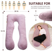 Chilling Home Pregnancy Pillow, U Shaped Maternity Full Body Pillow, Velvet | Pregnancy Pillows for Sleeping, Supportive and Comfortable Cuddle Long Pillow for Pregnant Women with Washable Cover,Purple