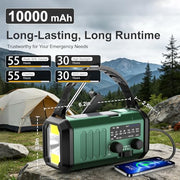 Leaton Hand Crank Emergency Radio, NOAA Weather Radio AM/FM,10000mAh | Solar charging, Rechargeable Battery Powered, USB-C Charger, Flashlight, SOS Alarm, for Camping Survival Emergencies