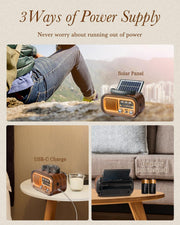 PRUNUS J-150 Portable Radio AM FM SW Bluetooth Speaker,TF Card/USB Playback | Retro Radios Vintage Transistor with Best Sound, Solar/D Battery Operated/USB Charging, TWS