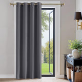 PONY DANCE Thermal Blackout Door Curtain, Grey, W52 x L84 Inch, 1 Panel | Soft Eyelet Long Single Curtain & Drape for Privacy & Noise Reduction in Living Room, Bedroom & Patio Door, 84 Inch Drop