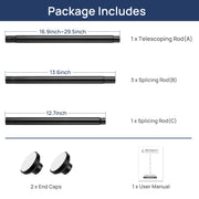 Matte Black Shower Curtain Pole 84 to 183 cm, 1 Inch Extendable Tension Rods for Curtains No Drill, Shower Rail for Bathroom, Closet, Window, Room Divider, Never Rust, Non Slip