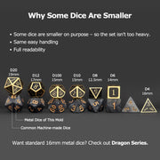Haxtec Metal DND Dice Set, 7 Pcs Bloodstained Polyhedral Dice for RPG | Blood D&D Dice with Leather Bag, Compatible with Dungeons and Dragons, Heavy Metallic, Halloween Dice, TTRPG Gifts