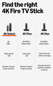 Amazon Fire TV Stick 4K Select, start streaming in 4K, AI-powered search, and free & live TV, find shows faster with Alexa+