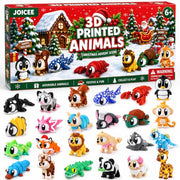 JOICEE 2026 Christmas Advent Calendar with Mini 3D Printed Animals Toys | 24 Days Mini 3D Printed Animal Figurines with Big Eyes Flexible Fidget Toys for Kids Boys Girls Xmas Party Favors Gifts