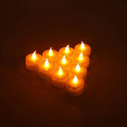 VIROSA Pack of 48 Realistic and Bright Battery Operated Flickering Flameless Tea Light Led Candles, Batteries Included - Yellow