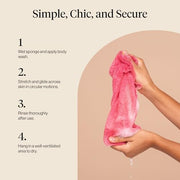 Kitsch African Net Sponge – Exfoliating Body Scrubber – Berry Pink, 3 Pcs | for Cleansing & Gentle Daily Exfoliation – Stretchable Bath Sponge for Hard-to-Reach Areas – Long-Lasting Shower Essential