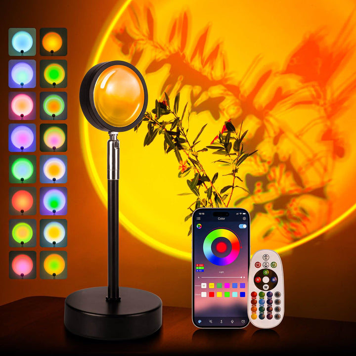 Cuiwos Sunset Lamp Projection - 16 Colour | Sunset Light with 24Keys Remote Multicolour - USB Port-Colour Changing & Fade Mode - 【𝐔𝐩𝐠𝐫𝐚𝐝𝐞𝐝】 App Control