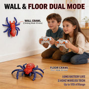 AUTXQU Wall Crawler Gecko Rechargeable Remote Control Robot Wall Ceiling Climbing Toys with 360° Rotation,Funny Pranks Birthday Gifts for Kids Boys and Girls Age 4&Up (Red Blue Spider)