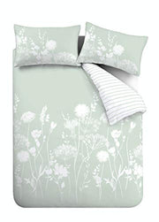 Catherine Lansfield Meadowsweet Floral Reversible King Duvet Cover Set with Pillowcases Green