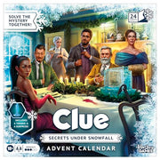Clue Advent Calendar: Secrets Under Snowfall | 24 Days | Family Mystery Games | with 6 Winter-Themed Tokens and Surprise | Ages 10+ | 1+ Players