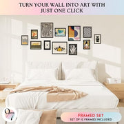 Eclectic Wall Art Prints Unframed, Mid Century Retro Decor for Home Bedroom | 12 Pcs gallery wall decor, funky abstract art, dorm and living room, 8x10, 5x7 and 4x6 sizes