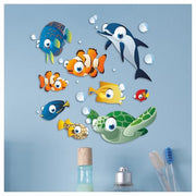 Cartoon Fish Vinyl Stickers, Cover Marks, Tropical Bathroom Wall Decals | Opaque Finish, No White Edges, Waterproof, Colourful Design for Home, Child Friendly, Walls, Cars, Kids Toybox, Nursery