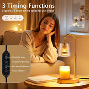 Candle Warmer Lamp with Timer - Electric Wax Melter Flameless Burner Heater | Adjustable Height and Brightness Jar Candles Suitable Various Holiday Warming Gifts for Women with 2 Bulbs