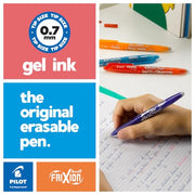 PILOT - FriXion Ball Erasable Rollerball Pen 0.7mm - Black Ink - Pack of 5 | WRITE & ERASE: 0.7mm erasable black rollerball pens for smooth everyday notes and easy corrections.