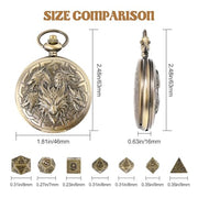 Banloga D&D Dice Set,7PCS Mini Dice with Pocket Watch Case （Dragon, Bronze） | Metal Dice for Dungeons and Dragons, Role Playing Board Games Accessories, Gift for Gamer