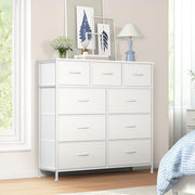 SONGMICS Chest of Drawers, 9 Drawers, Steel Storage Unit, Modern Basic | for Bedroom, Closet, Hallway, Living Room, Cloud White and Snow White, BELLAH Collection LGS324WH01