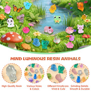 Mini Glow In The Dark Animal Resin Models, Resin Animals Mystery Bags, Individually Wrapped Blind Bags Tiny Animal Figurines, Collectible Mini Animals For Fairy Garden, DIY Crafts (50, animals)