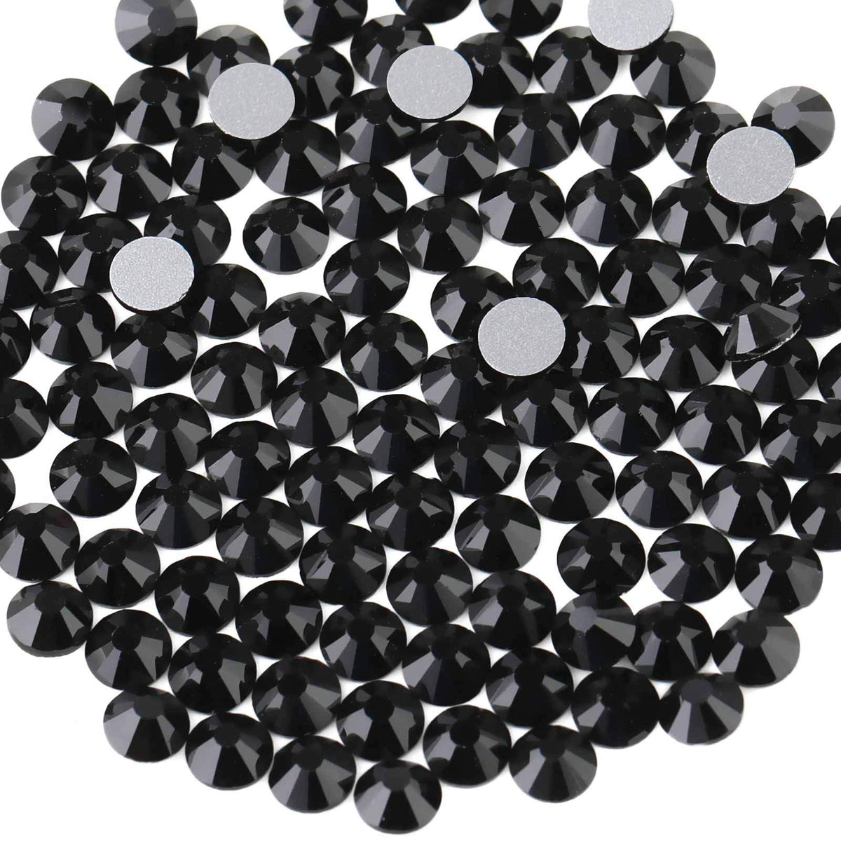 Beadsland Flat Back Crystal Rhinestones,Black,SS20/1440pcs,4.6-4.8mm | Black Glass Rhinestone,Glue Fix,Round Gems,for Nail Art,for Craft