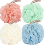 Fu Store Loofah Sponge Shower Loofahs 4 Colors Bath Sponges Body Scrubbers | Mesh Balls 60g Luffa Rich Lather Exfoliating Wash Back Scrubber Bathroom Men Women 4 Pack Daily Essential Bathing Accessories
