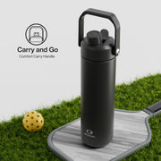 ENCOOL Insulated Water Bottle with Straw Stainless Steel Water Bottle, Leak-Proof, BPA-Free, Double Wall Vacuum Keeps Cold for 24 Hours for Sports, Travel, School (26 oz, Black Night)